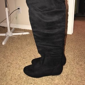 Thigh high suede boots